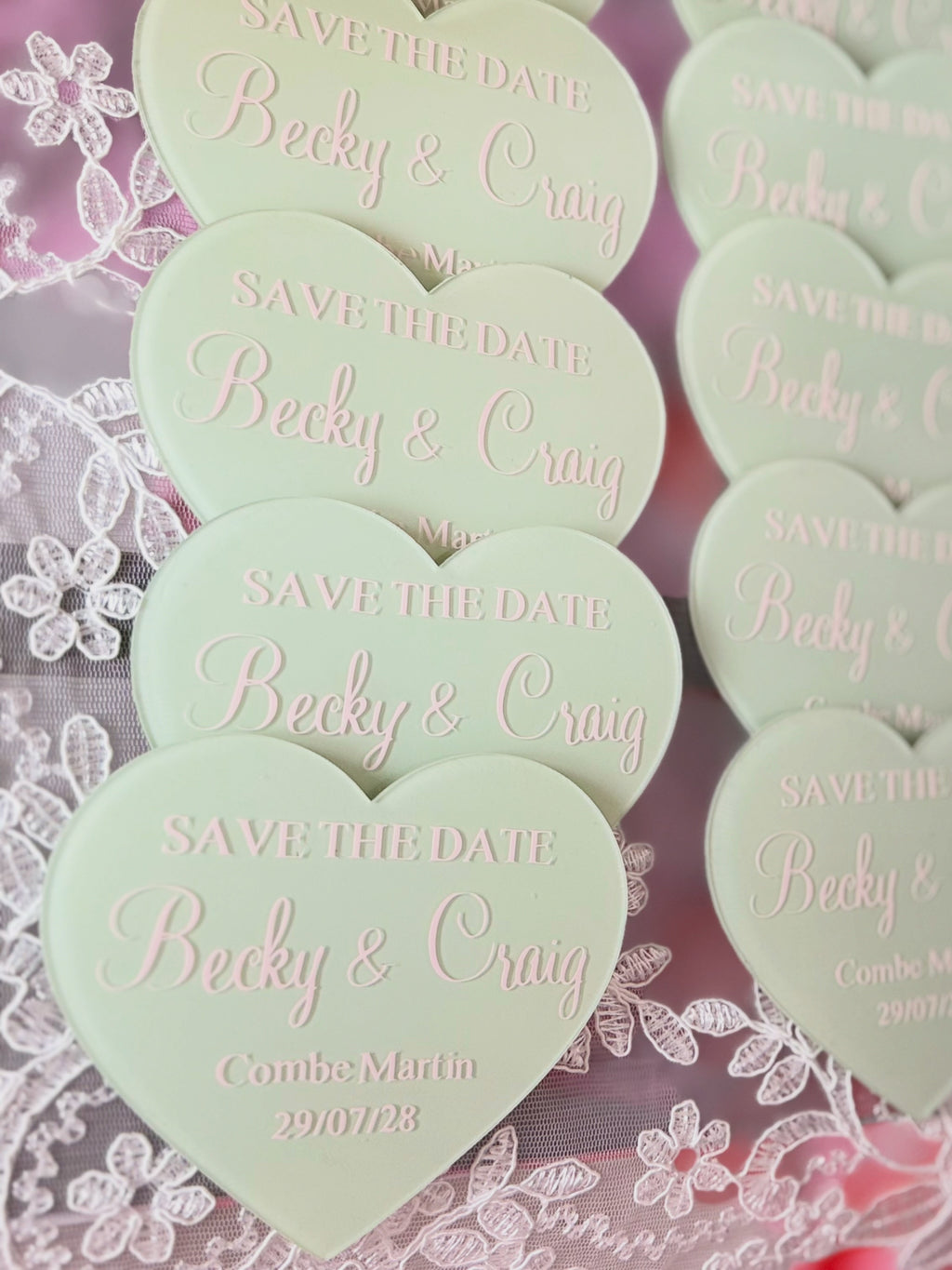 Acrylic Heart Magnet Save the Dates