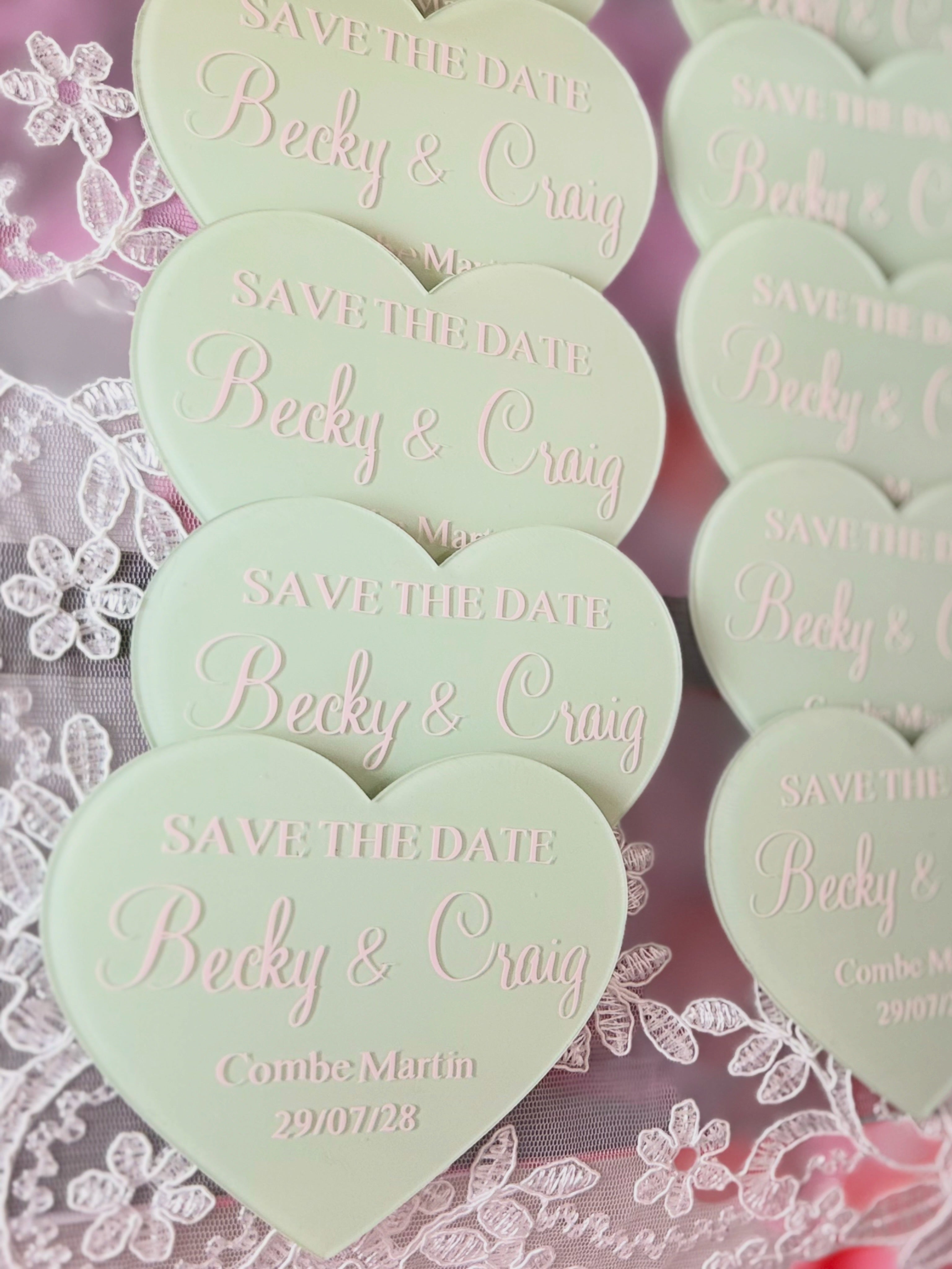 Acrylic Heart Magnet Save the Dates
