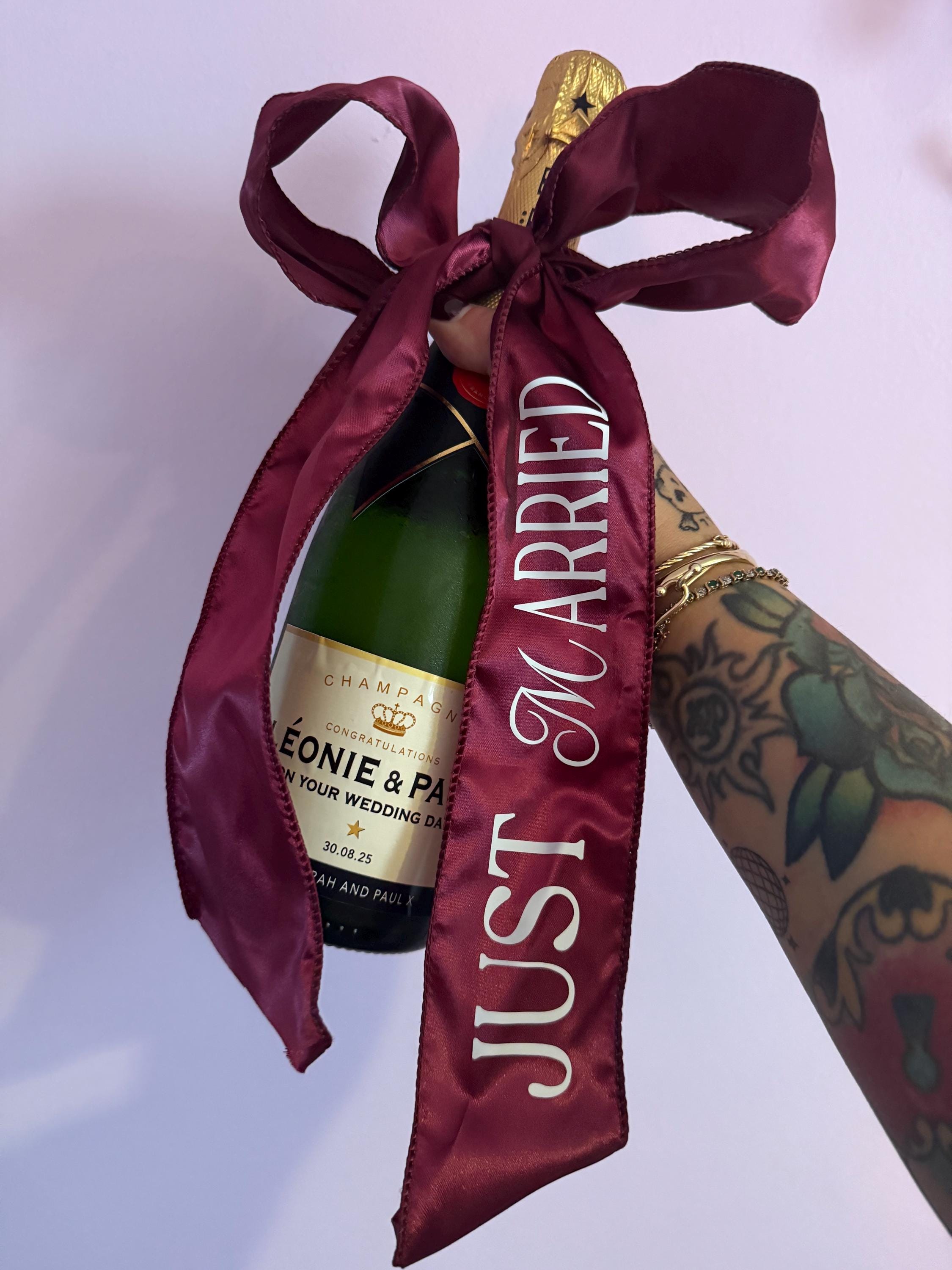 Personalised Champagne Bottle Ribbons – Any Celebration Message