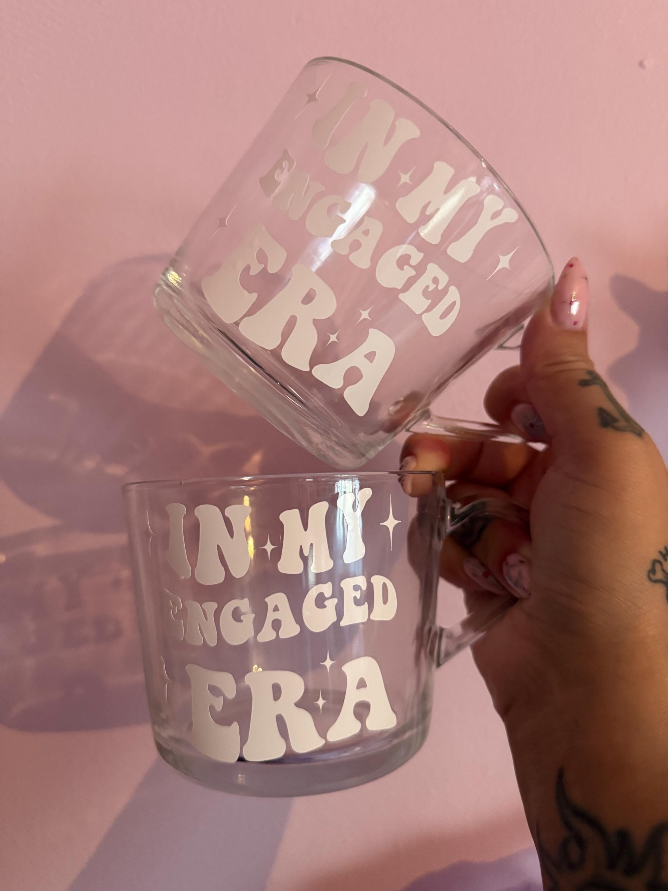 In My Engaged Era Glass Mug | Engagement Gift for Bride-to-Be, Newly Engaged Coffee Mug, Bridal Shower Present, Proposal Gift