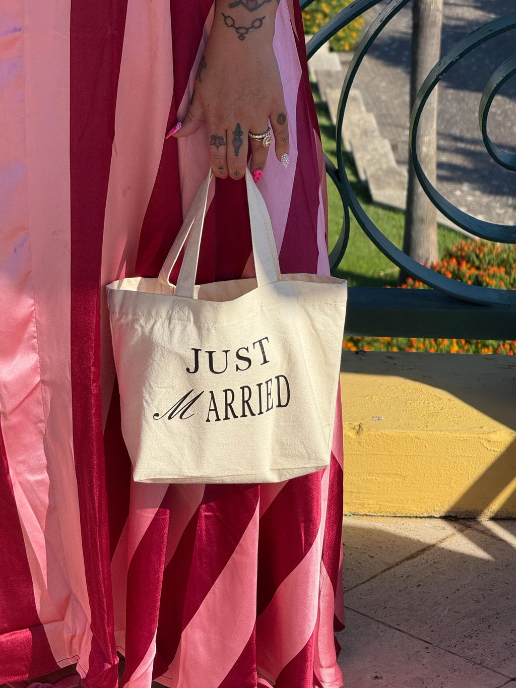 Just Married Canvas Tote Bag, Honeymoon Gift
