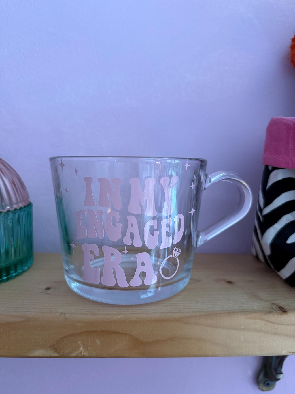 In My Engaged Era Glass Mug | Engagement Gift for Bride-to-Be, Newly Engaged Coffee Mug, Bridal Shower Present, Proposal Gift