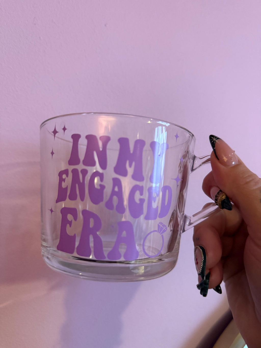 In My Engaged Era Glass Mug | Engagement Gift for Bride-to-Be, Newly Engaged Coffee Mug, Bridal Shower Present, Proposal Gift