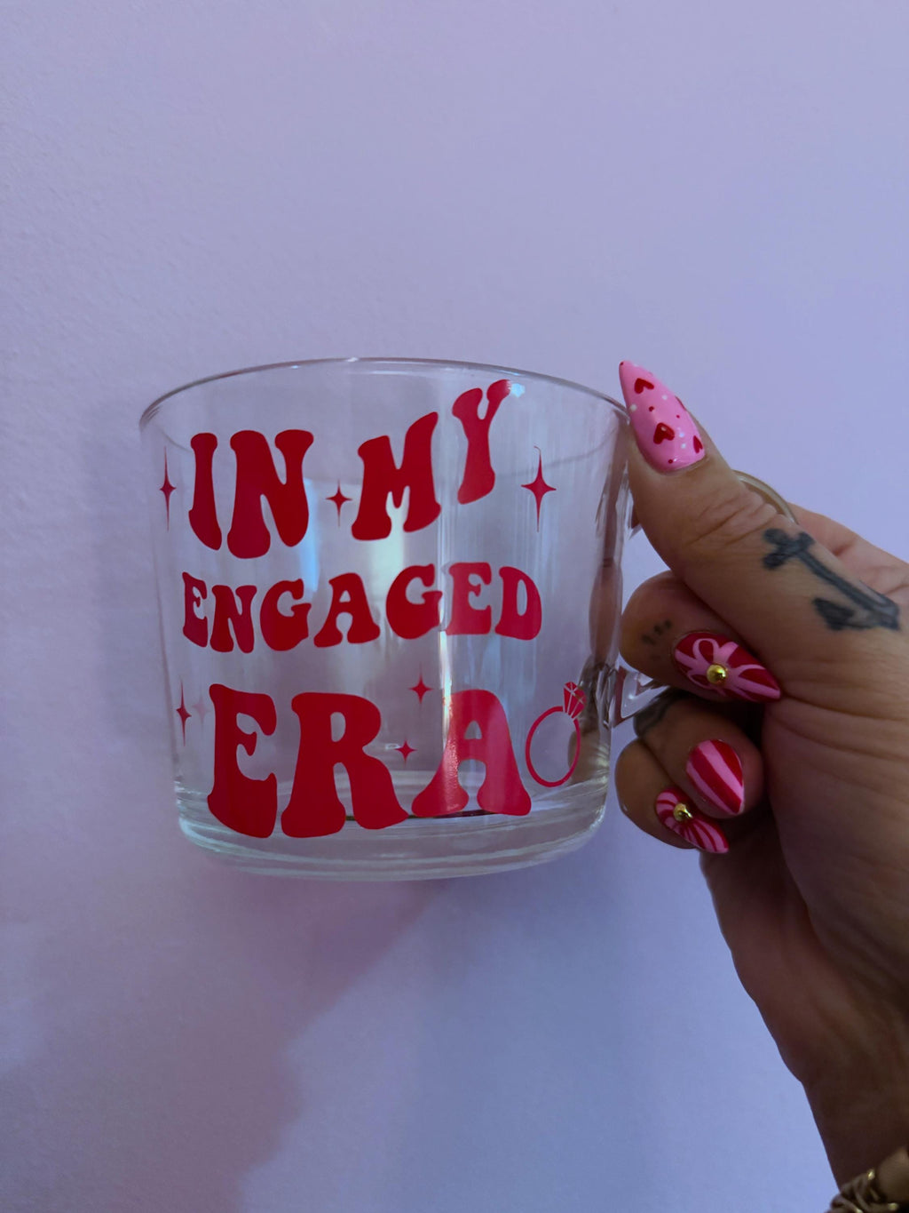 In My Engaged Era Glass Mug | Engagement Gift for Bride-to-Be, Newly Engaged Coffee Mug, Bridal Shower Present, Proposal Gift