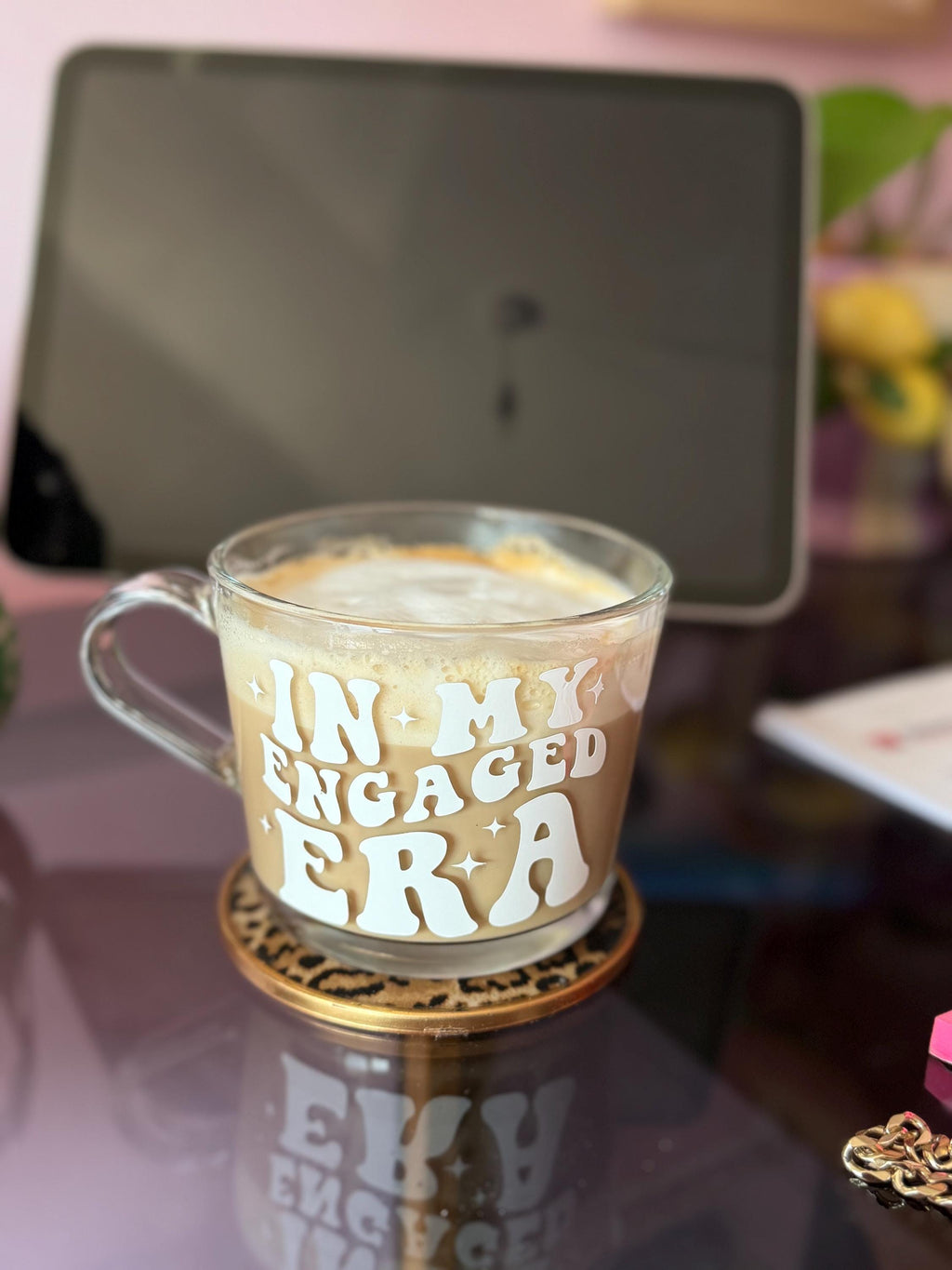 In My Engaged Era Glass Mug | Engagement Gift for Bride-to-Be, Newly Engaged Coffee Mug, Bridal Shower Present, Proposal Gift