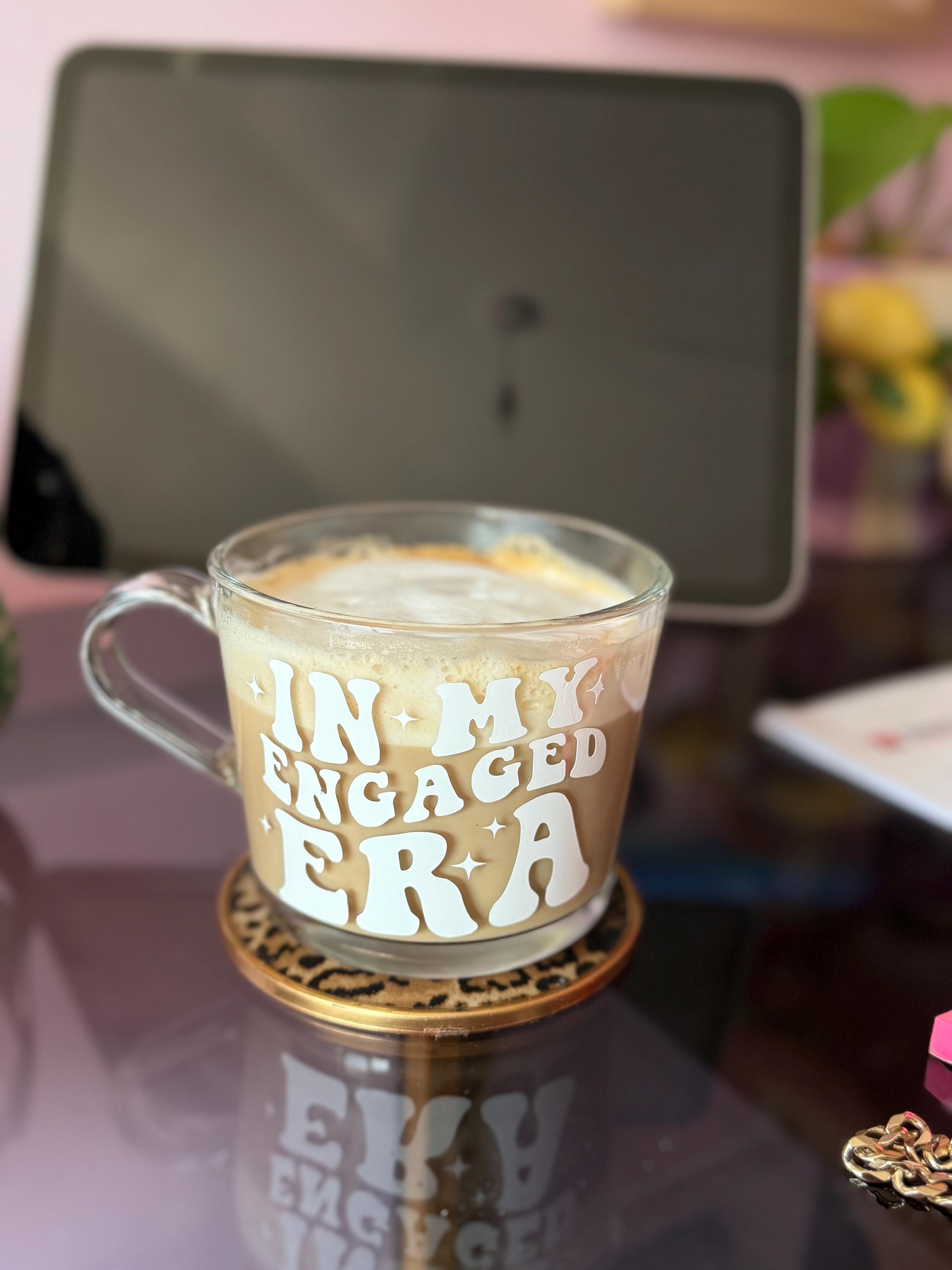 In My Engaged Era Glass Mug | Engagement Gift for Bride-to-Be, Newly Engaged Coffee Mug, Bridal Shower Present, Proposal Gift