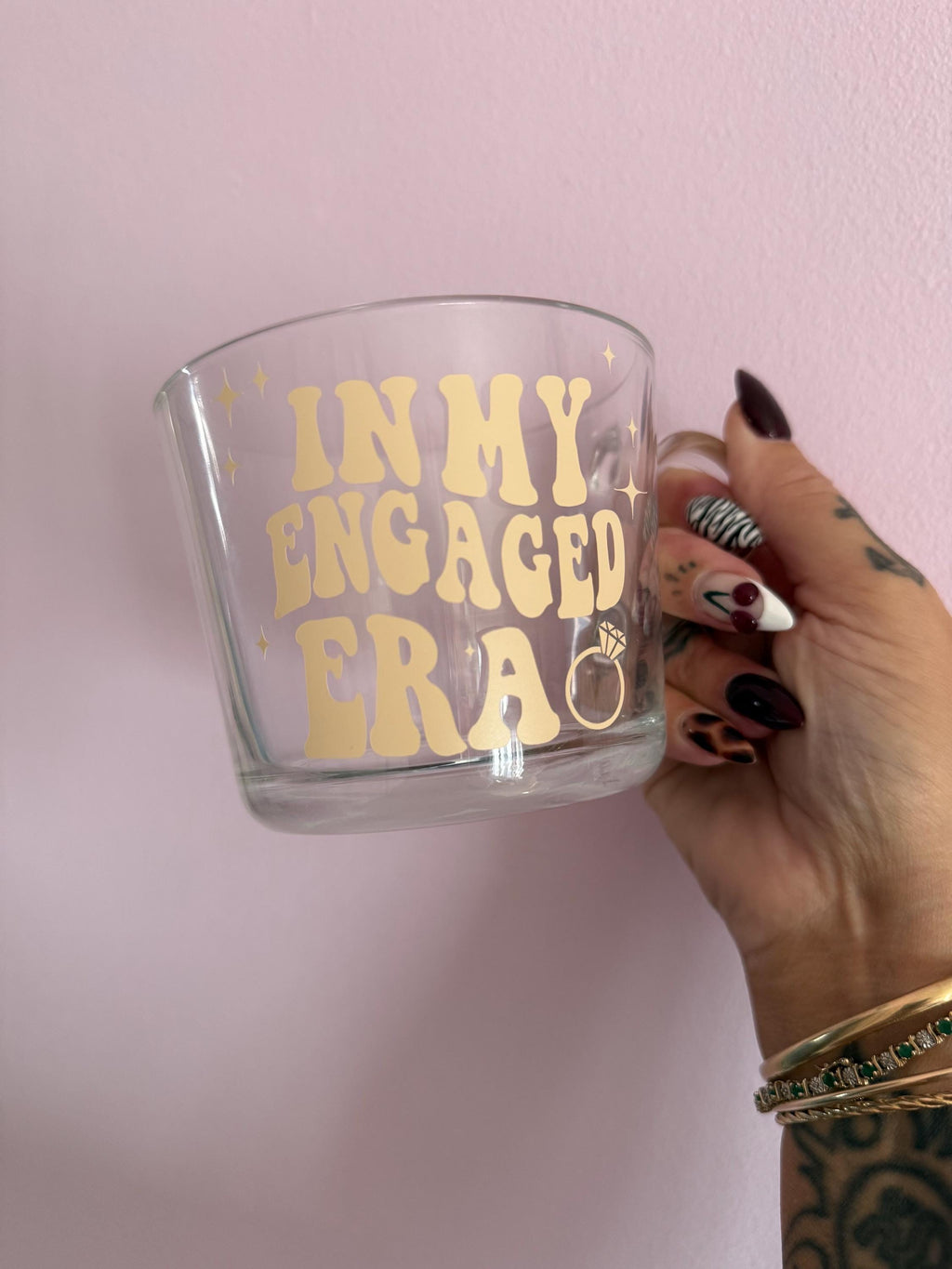 In My Engaged Era Glass Mug | Engagement Gift for Bride-to-Be, Newly Engaged Coffee Mug, Bridal Shower Present, Proposal Gift