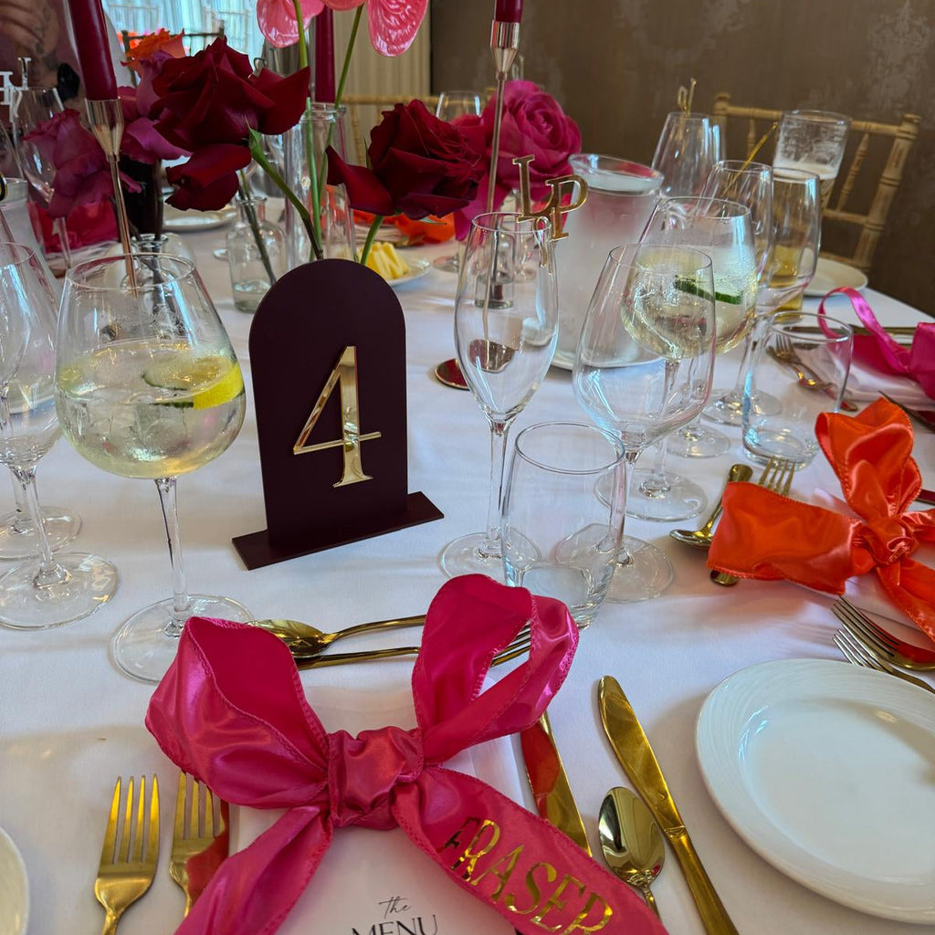 Personalised acrylic wedding table number, included in the package
