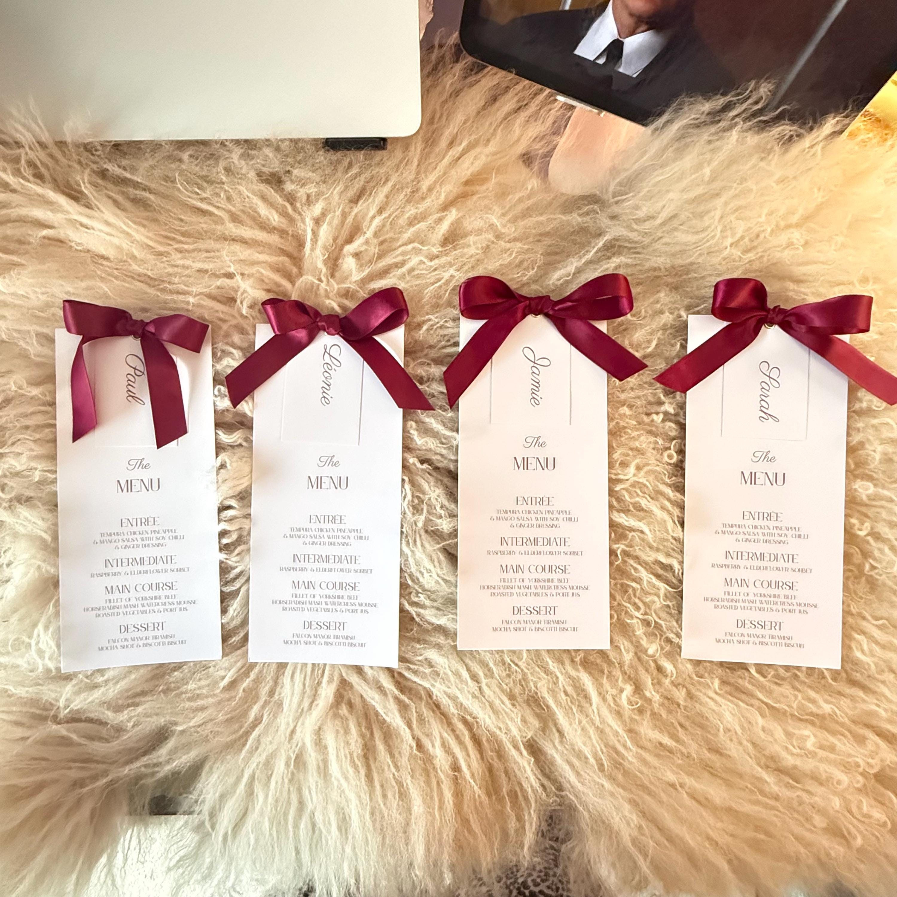 Classic Bow Menu Place Cards with Placecard