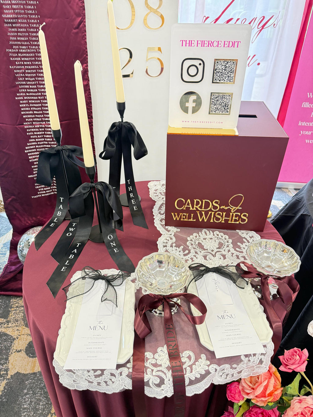 Table Number Ribbon Bows