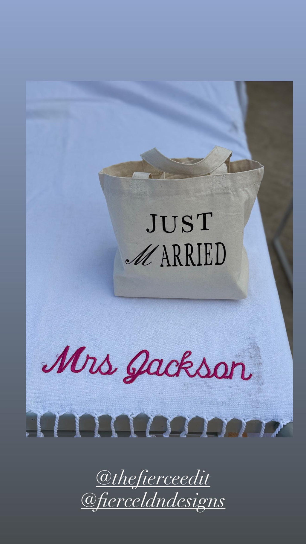 Just Married Canvas Tote Bag, Honeymoon Gift