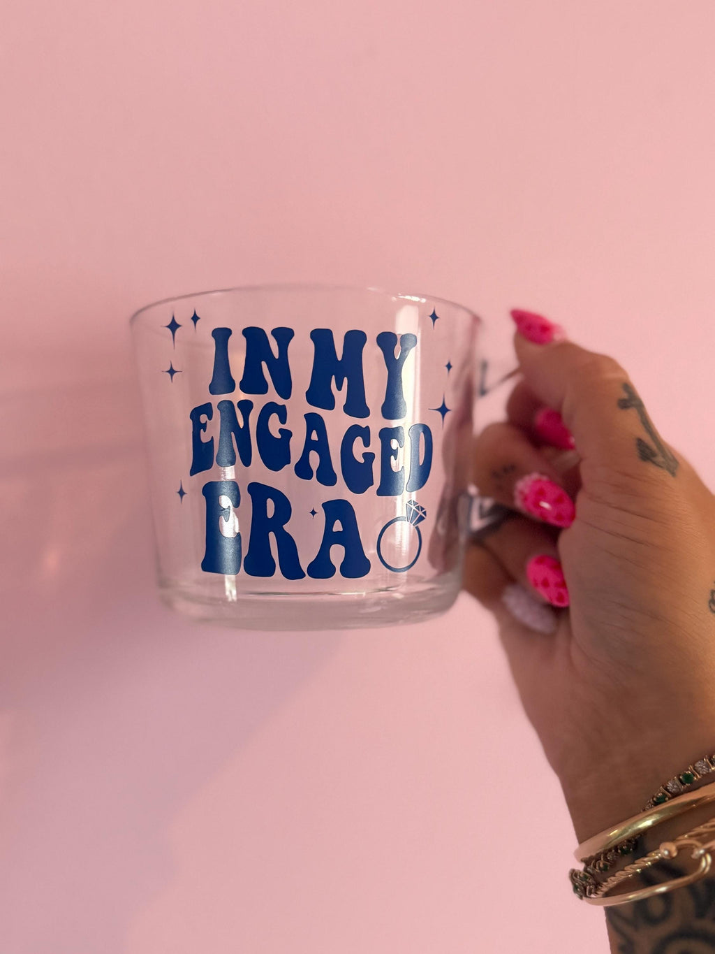 In My Engaged Era Glass Mug | Engagement Gift for Bride-to-Be, Newly Engaged Coffee Mug, Bridal Shower Present, Proposal Gift