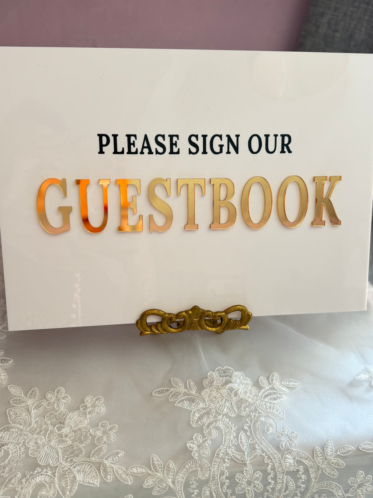Guestbook Acrylic Wedding Sign | Please Sign Our Guestbook, 3D Raised Lettering