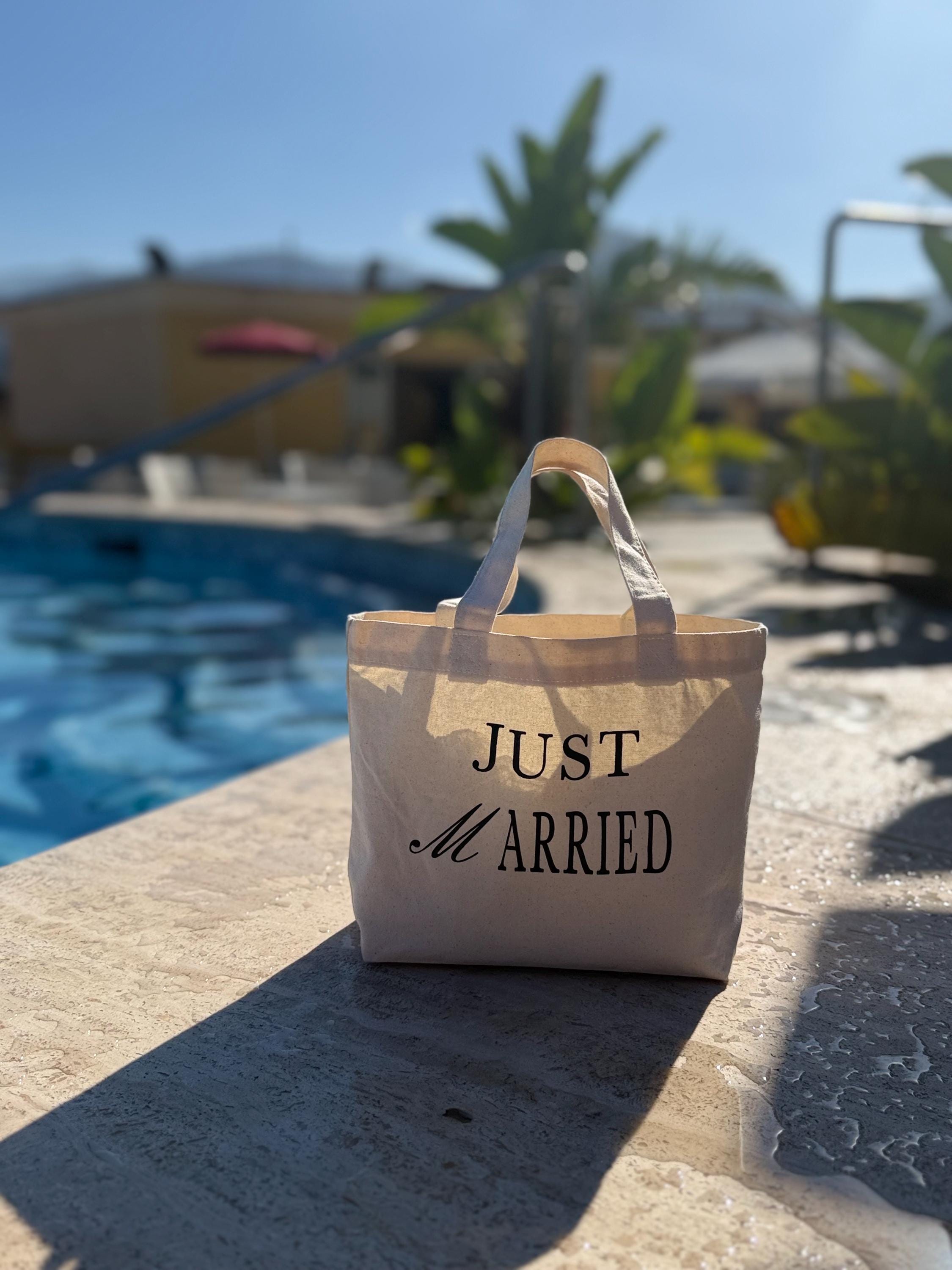 Just Married Canvas Tote Bag, Honeymoon Gift