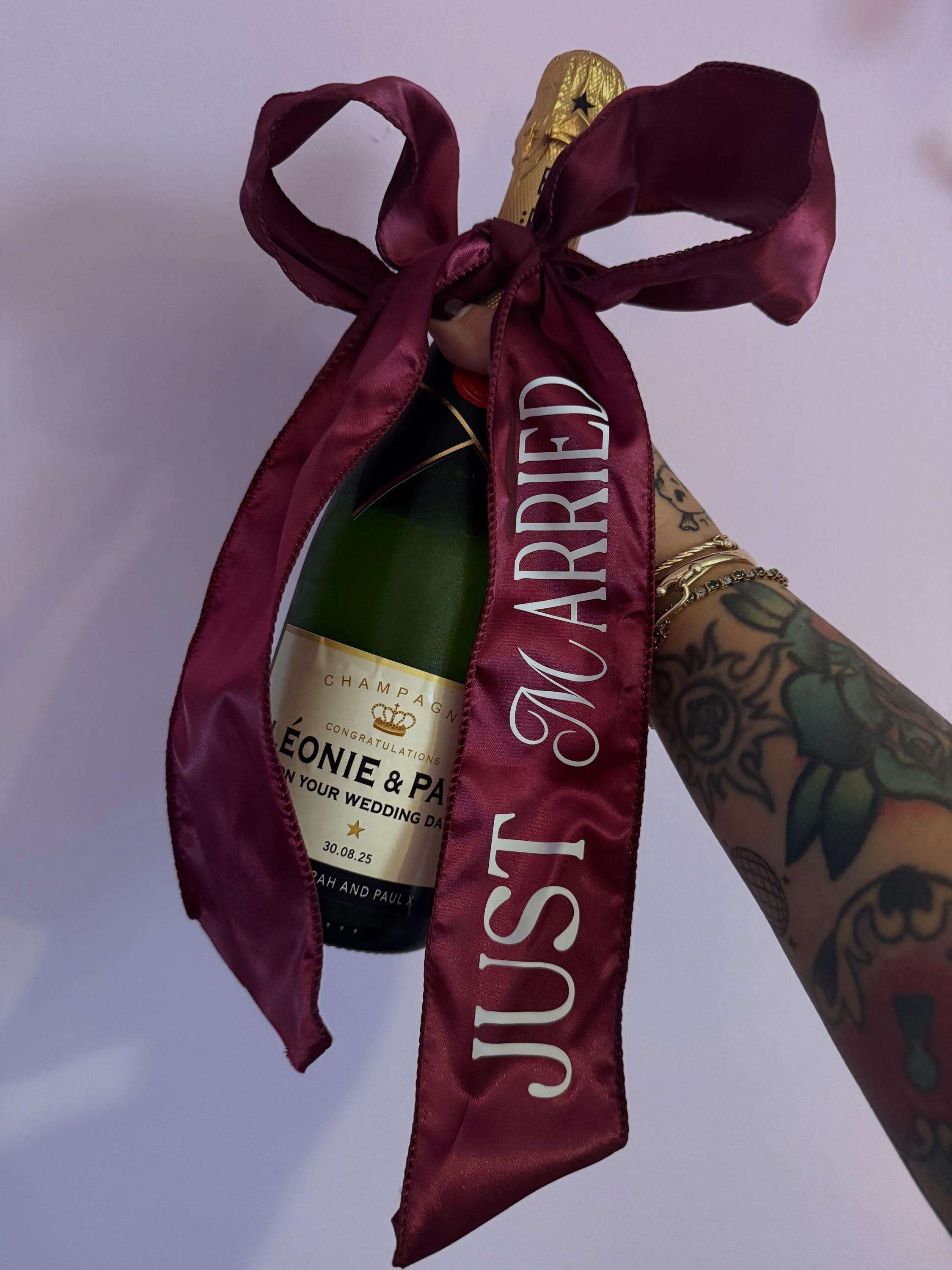 Personalised Champagne Bottle Ribbons – Any Celebration Message