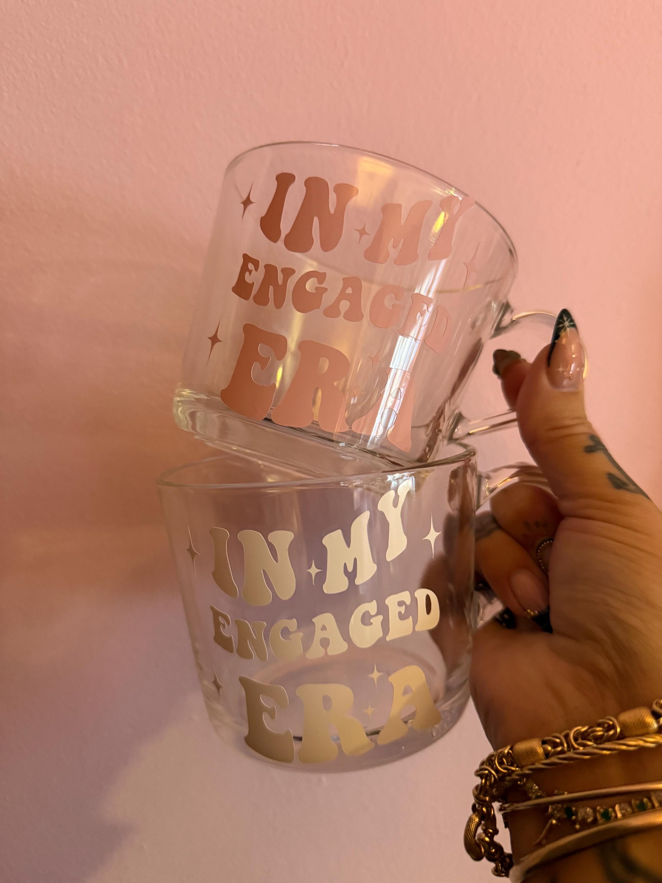 In My Engaged Era Glass Mug | Engagement Gift for Bride-to-Be, Newly Engaged Coffee Mug, Bridal Shower Present, Proposal Gift