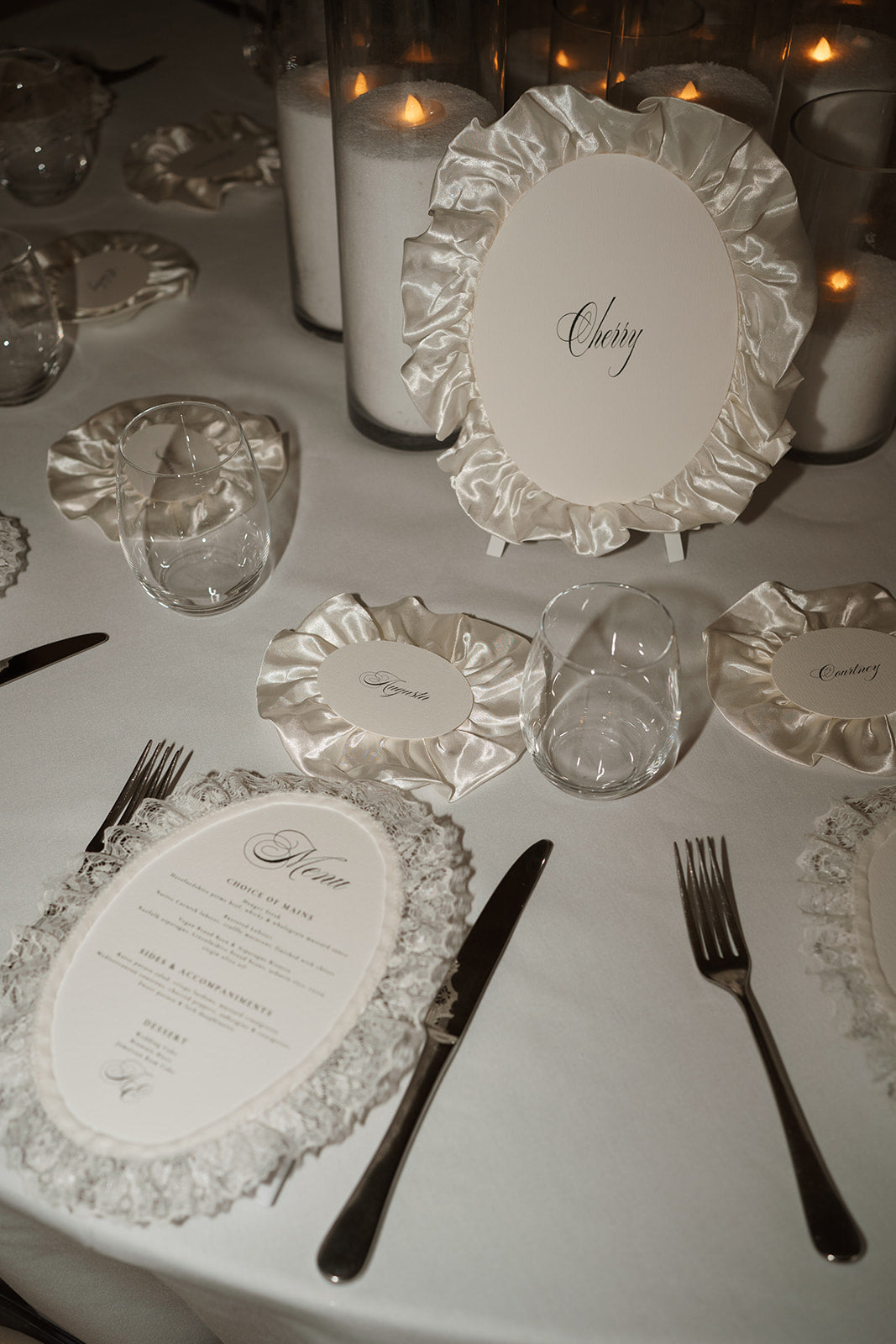 Personalised Menu — Satin or Lace Trim