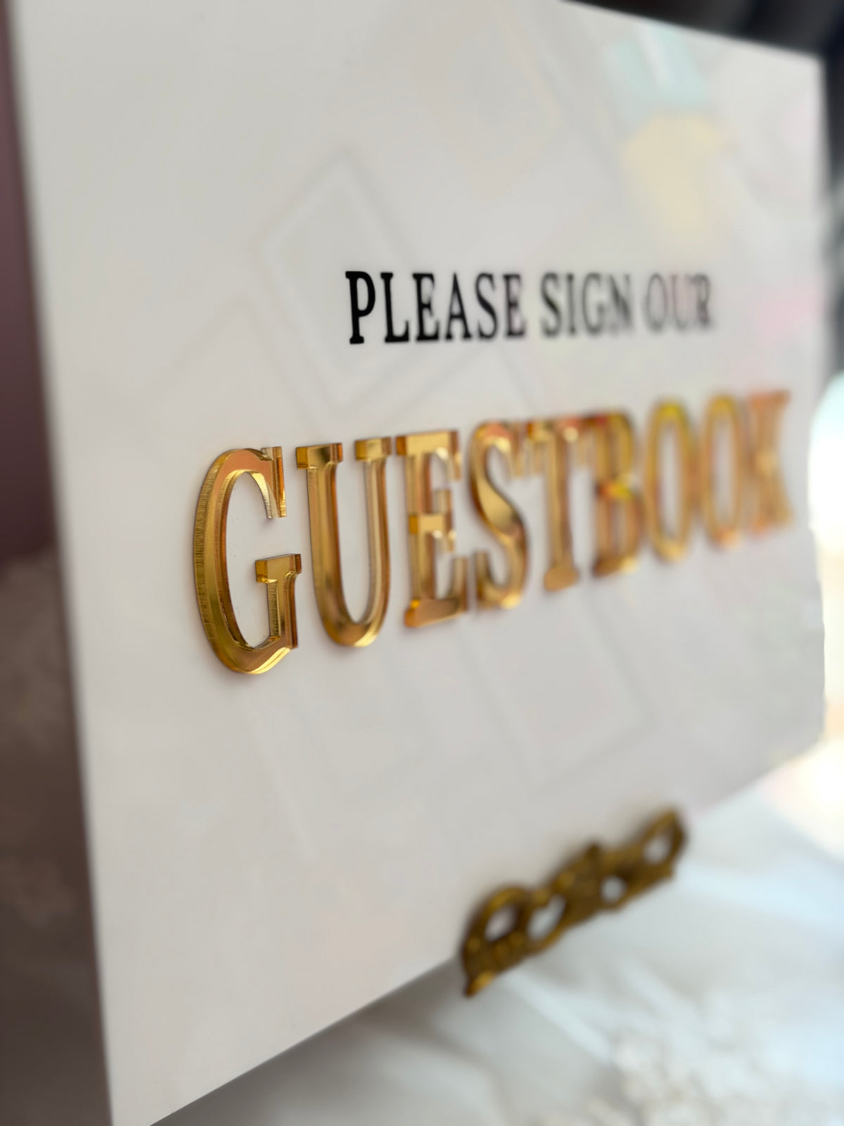 Guestbook Acrylic Wedding Sign | Please Sign Our Guestbook, 3D Raised Lettering