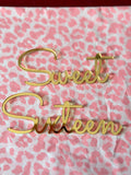 Sweet Sixteen Flat Lay Cake Charm — Gold Mirror Acrylic