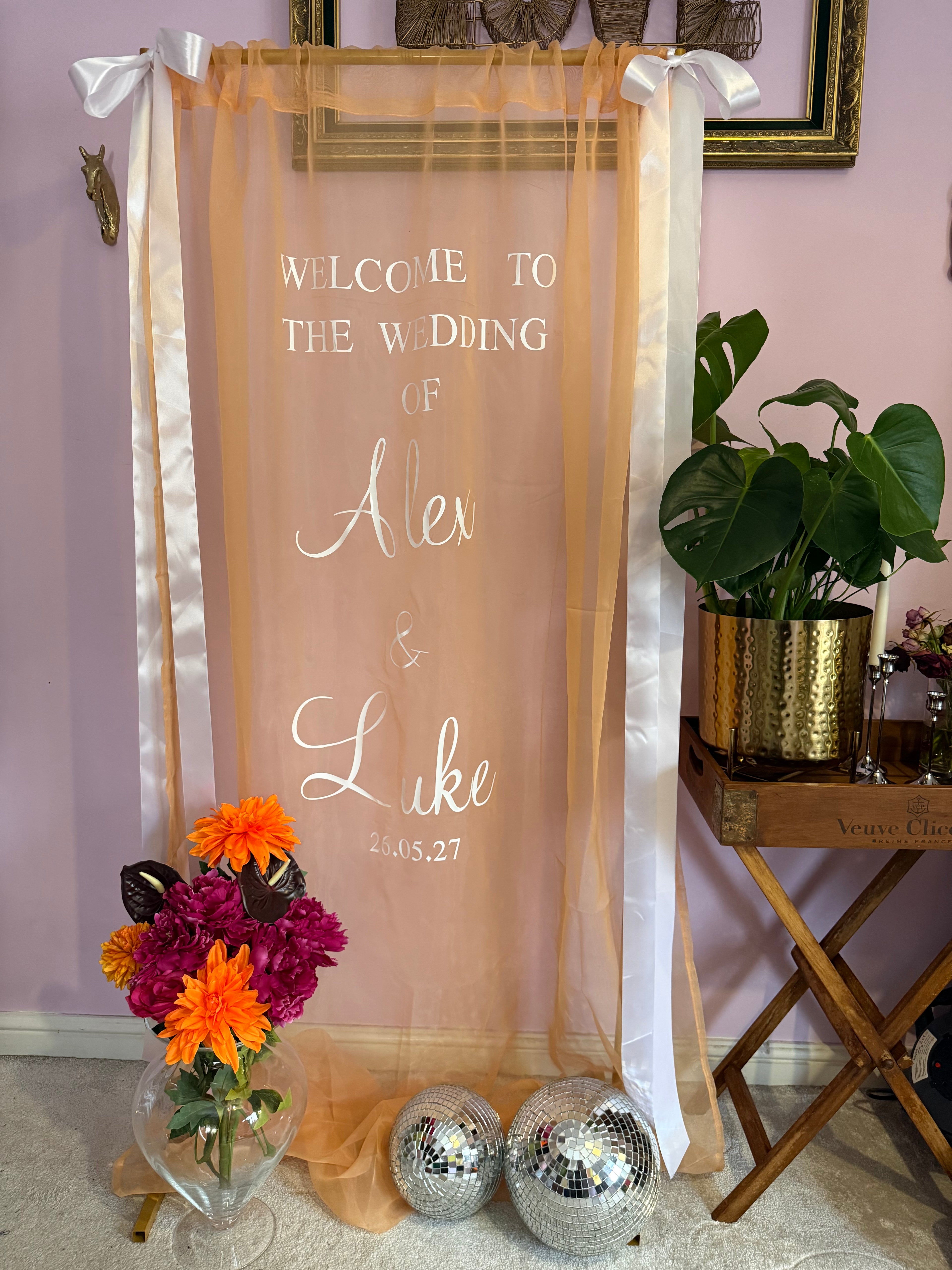Personalised Fabric Wedding Welcome Sign
