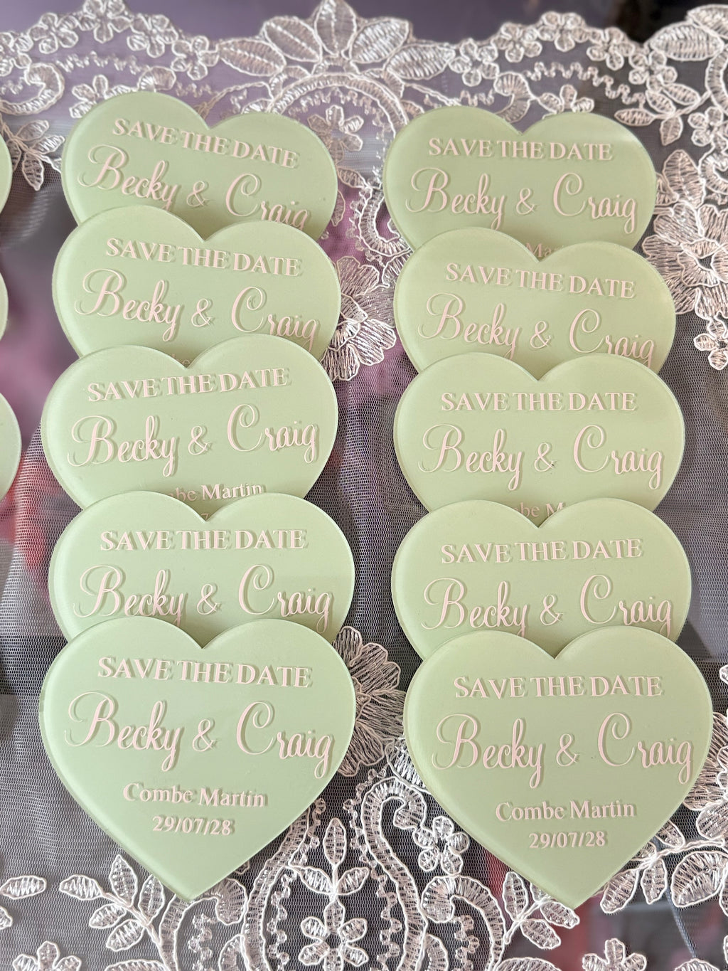 Acrylic Heart Magnet Save the Dates