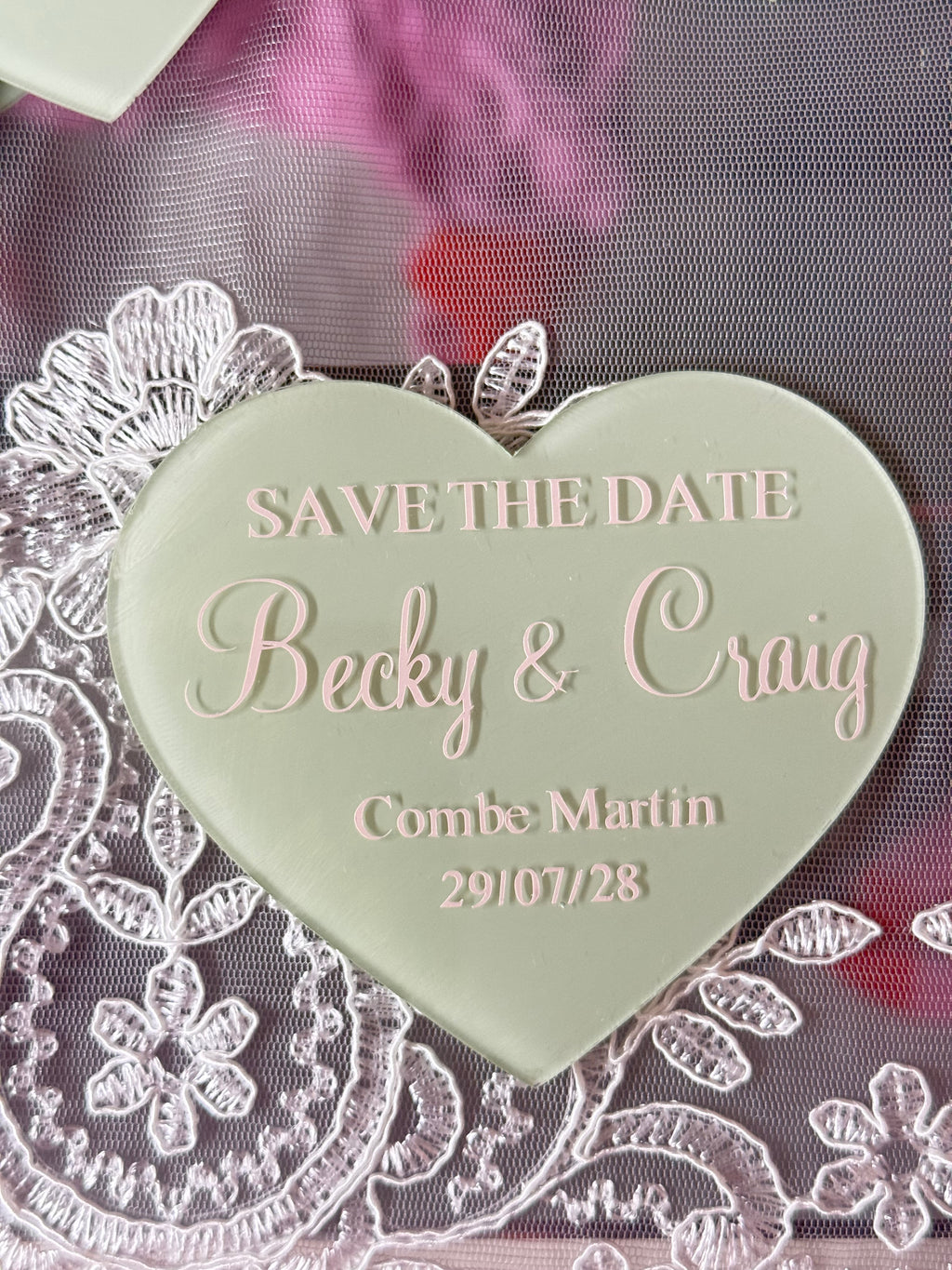 Acrylic Heart Magnet Save the Dates