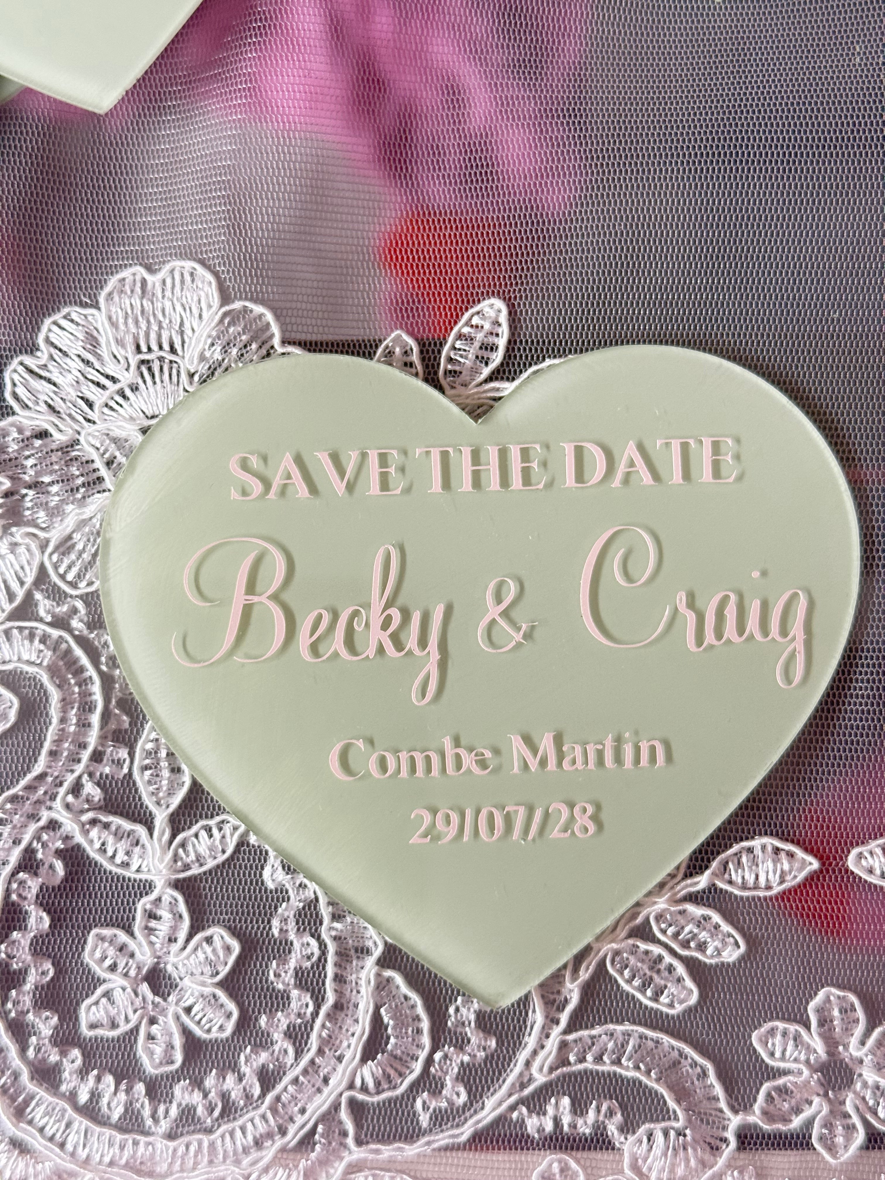 Acrylic Heart Magnet Save the Dates