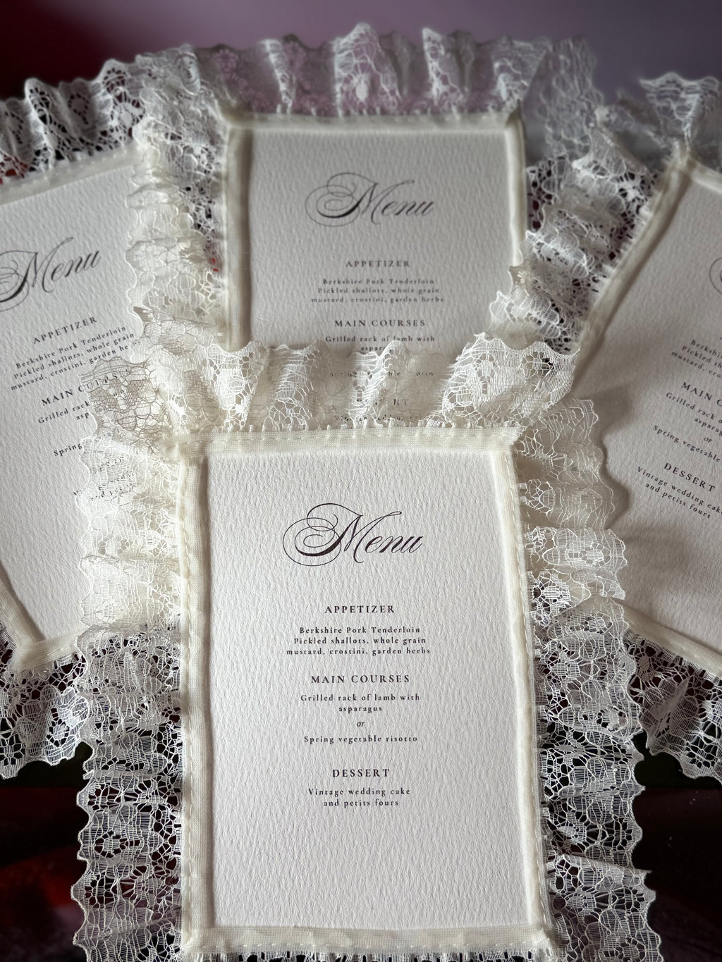 Personalised Menu — Satin or Lace Trim