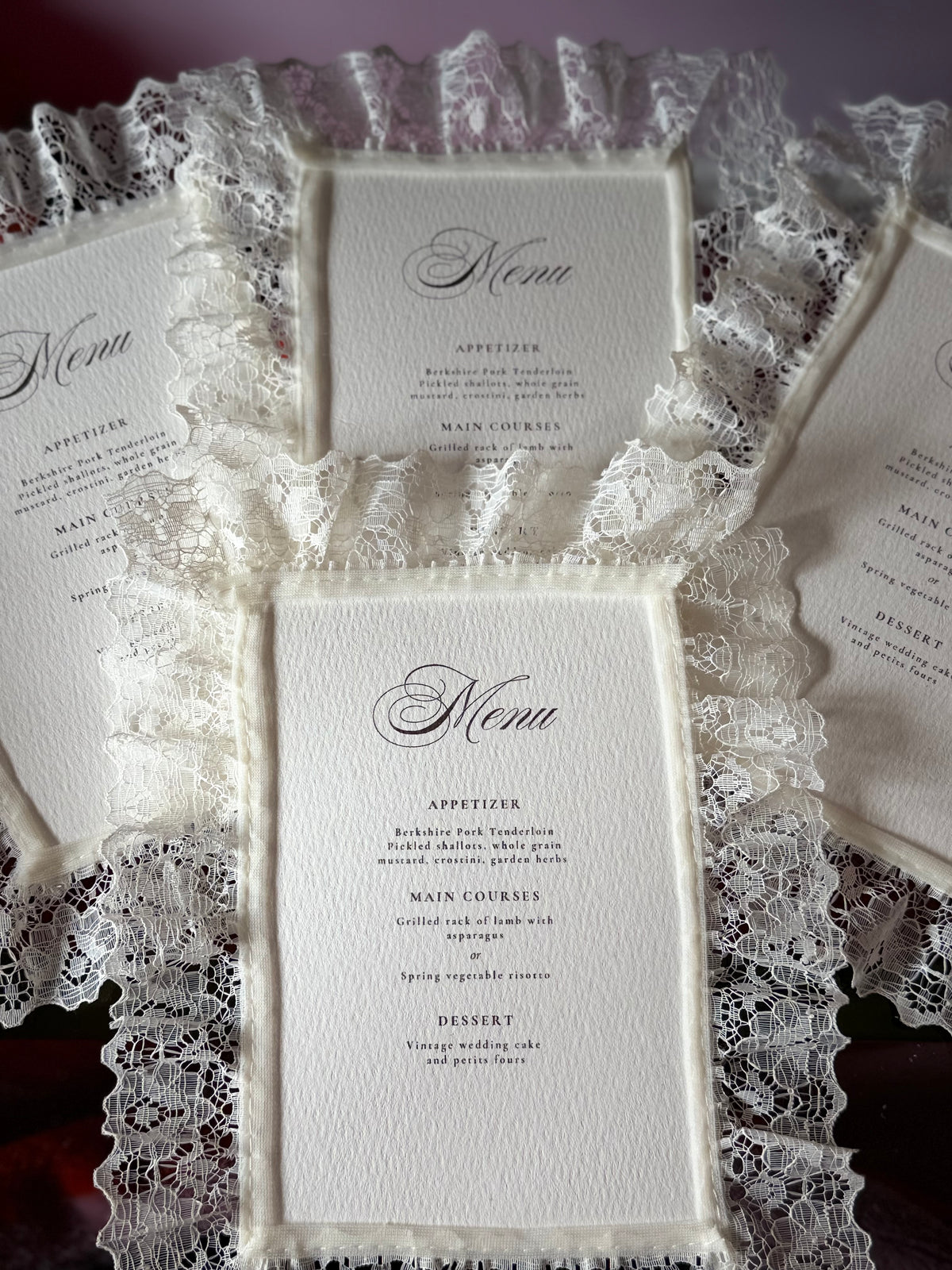 Personalised Menu — Satin or Lace Trim