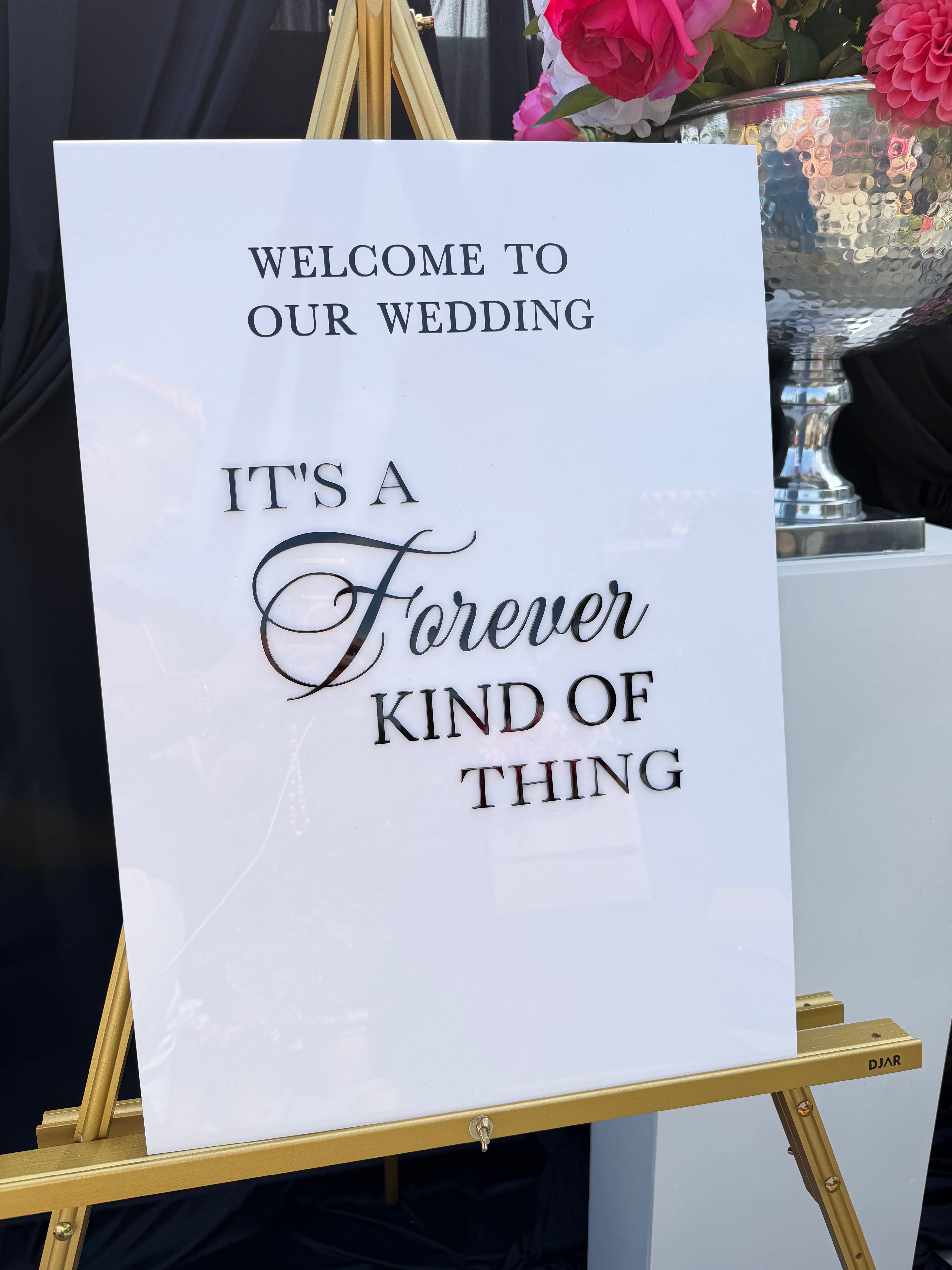 Personalised acrylic wedding welcome sign, standalone