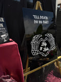 Til Death gothic acrylic wedding welcome sign in black and oxblood