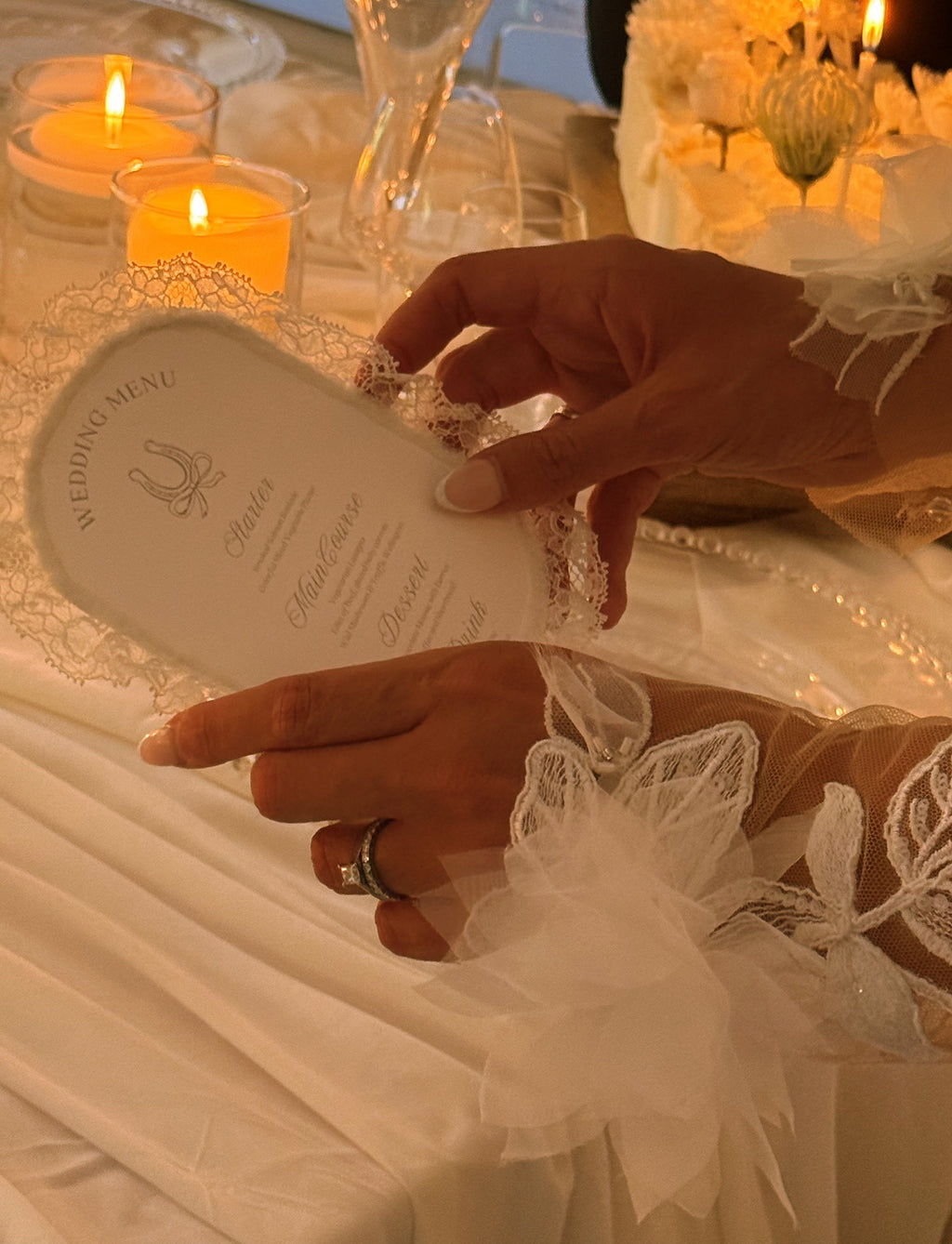 Lace wedding stationery detail
