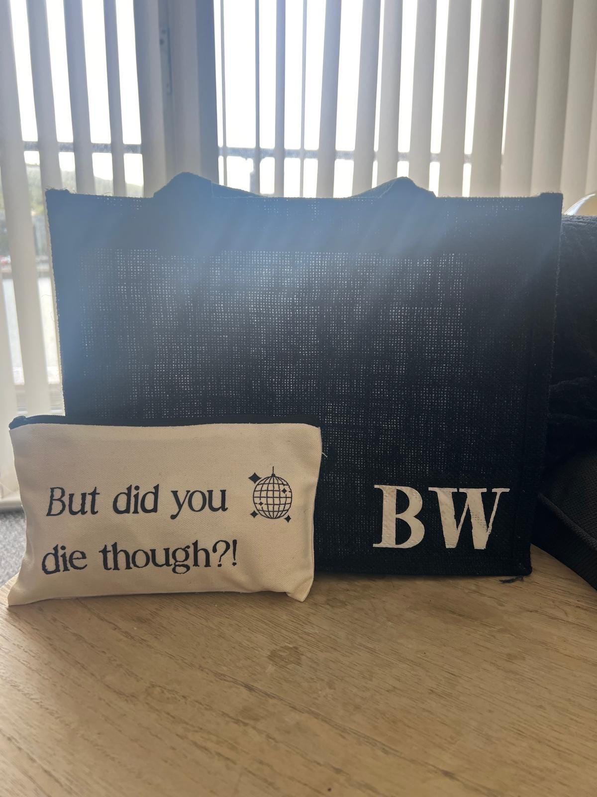 Personalised Black Jute Tote Bag, Hen Do, Bride Tribe and Bridesmaid Gift