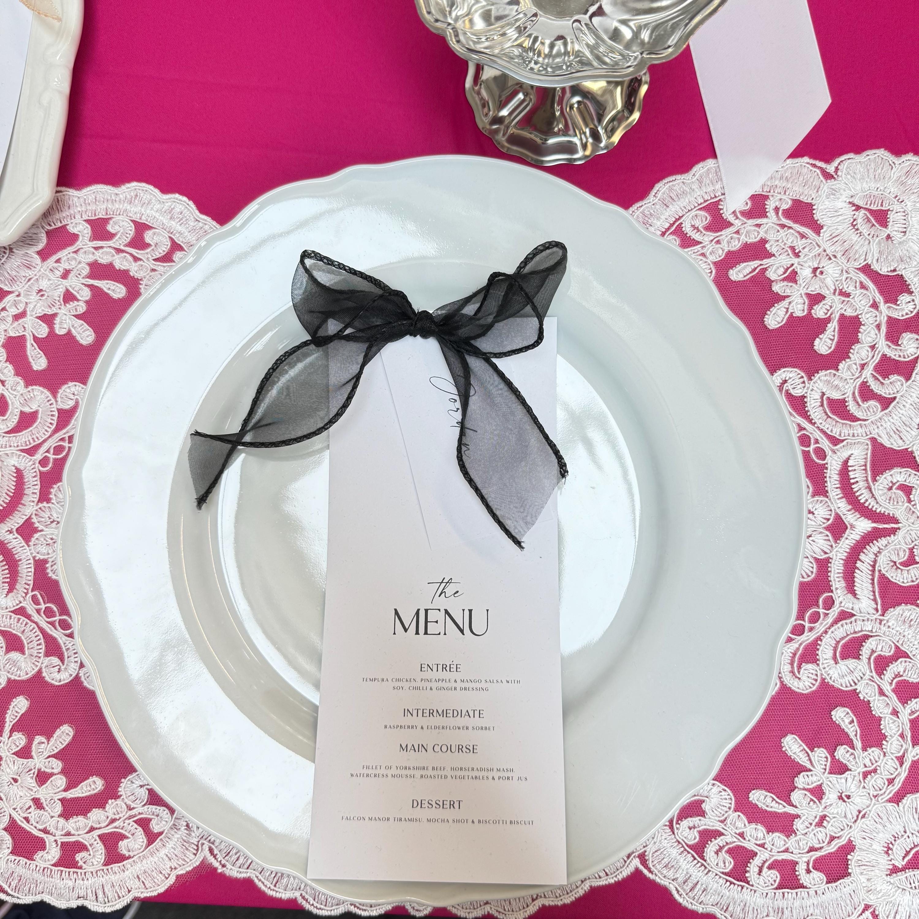 Classic Collection Menu Place Cards with Name and Bows