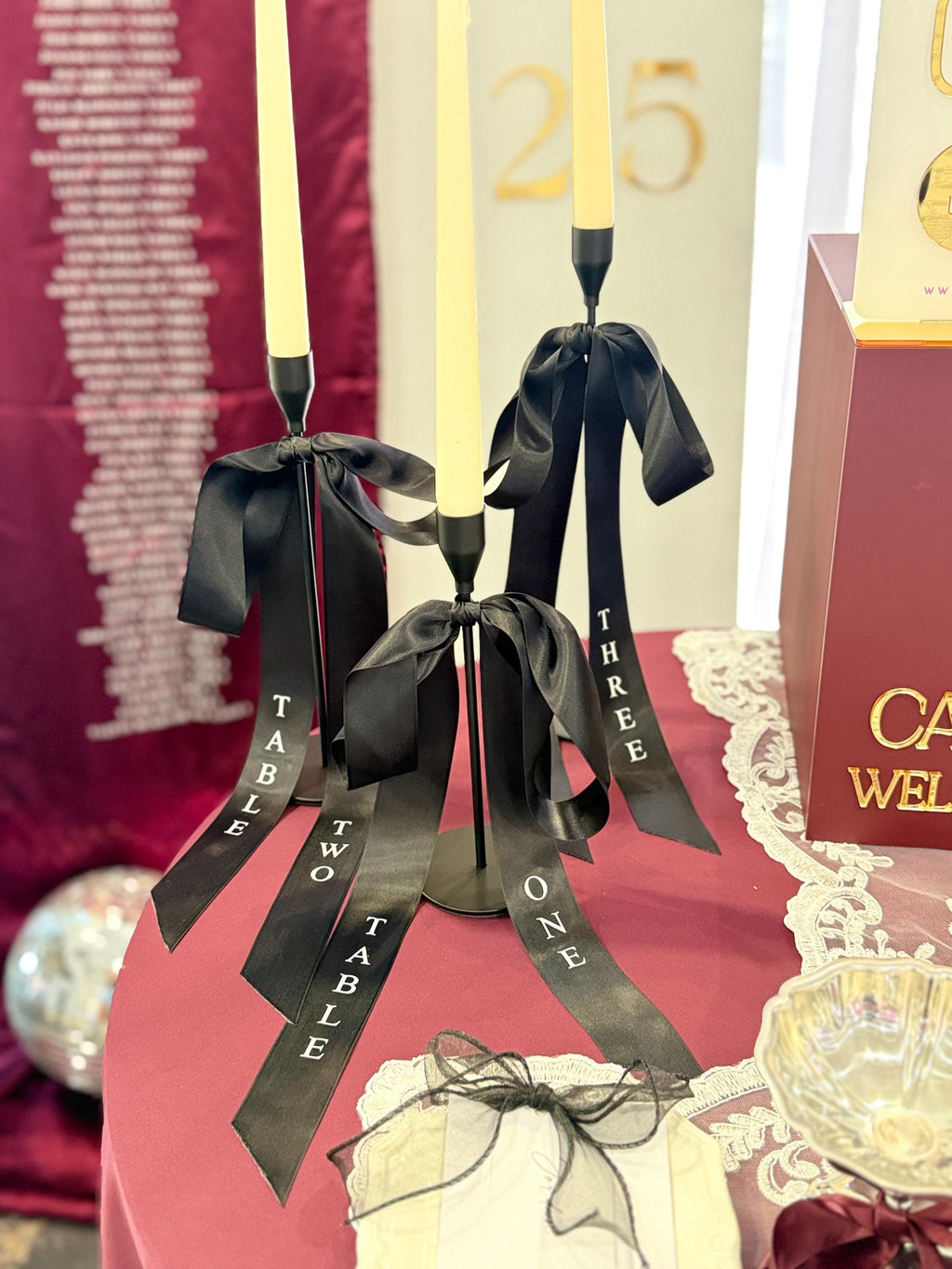 Table Number Ribbon Bows